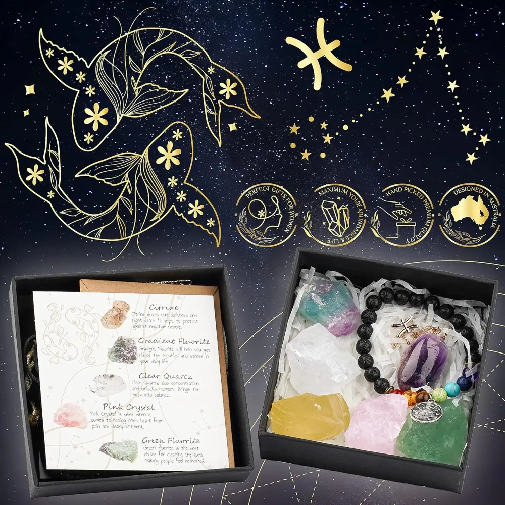 Zodiac Sign Gifts Spiritual Gifts Horoscope Gifts with Zodiac Stone Necklace and Chakra Bracelet  Astrology Crystal Set and Healing Stone Gifts