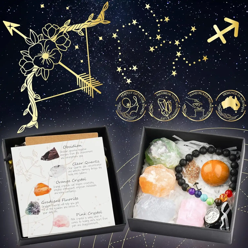 Zodiac Sign Gifts Spiritual Gifts Horoscope Gifts with Zodiac Stone Necklace and Chakra Bracelet  Astrology Crystal Set and Healing Stone Gifts