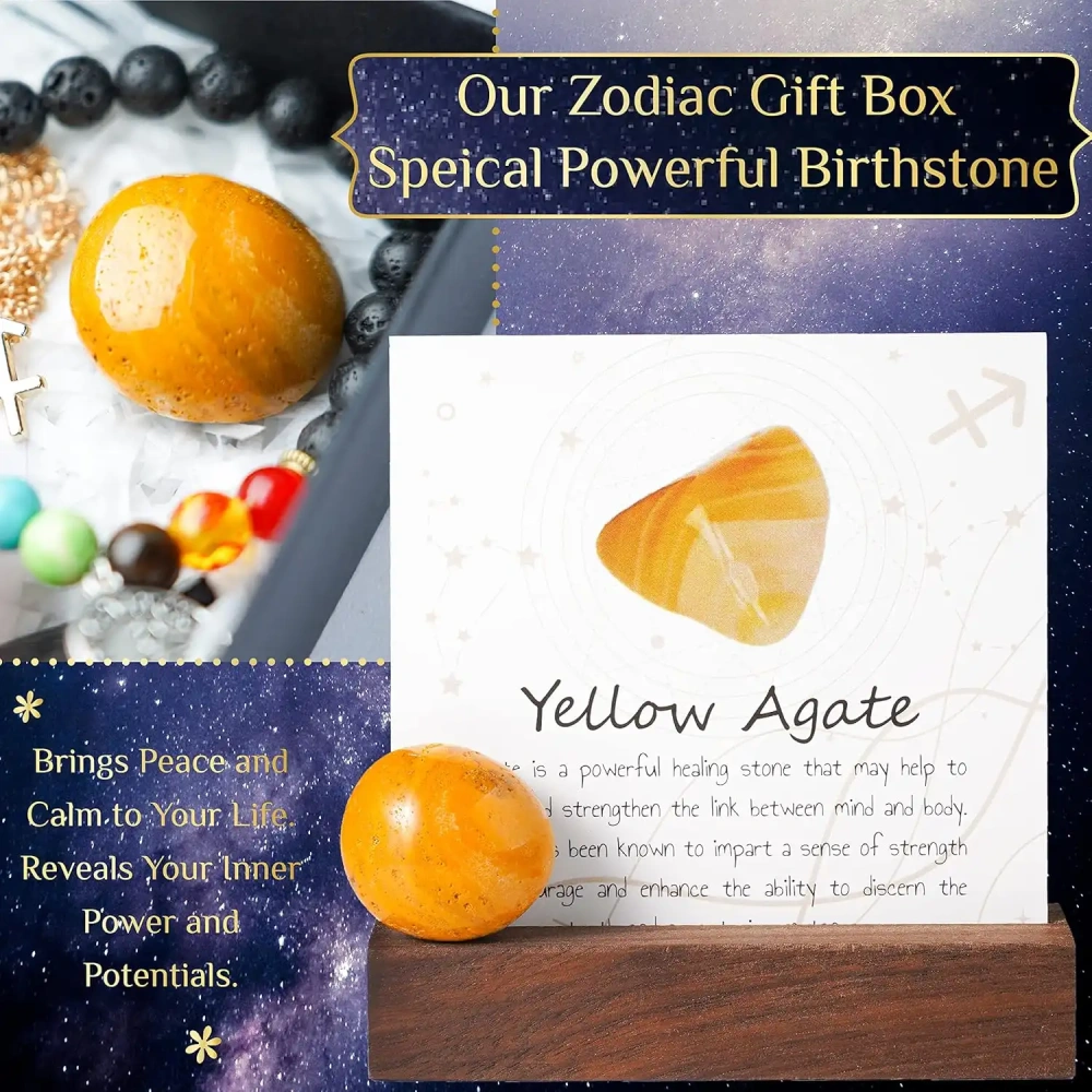 Zodiac Sign Gifts Spiritual Gifts Horoscope Gifts with Zodiac Stone Necklace and Chakra Bracelet  Astrology Crystal Set and Healing Stone Gifts