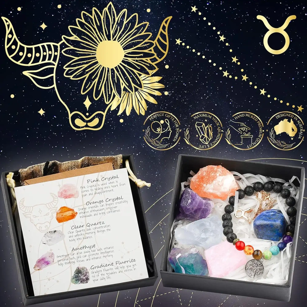 Zodiac Sign Gifts Spiritual Gifts Horoscope Gifts with Zodiac Stone Necklace and Chakra Bracelet  Astrology Crystal Set and Healing Stone Gifts