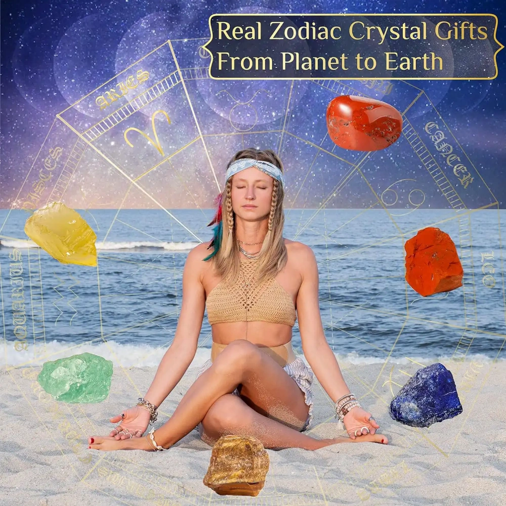 Zodiac Sign Gifts Spiritual Gifts Horoscope Gifts with Zodiac Stone Necklace and Chakra Bracelet  Astrology Crystal Set and Healing Stone Gifts