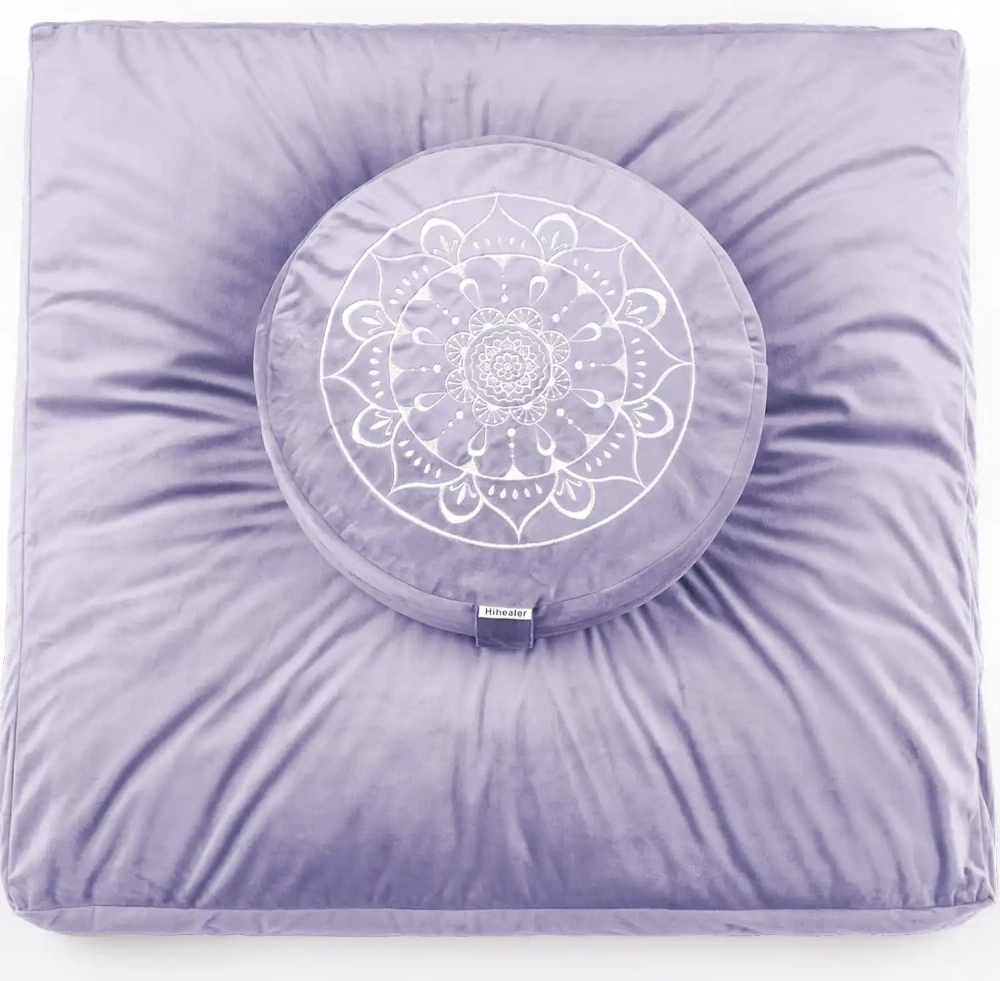 Hihealer Large Meditation Cushion and Zabuton Mat Set Meditation Pillow and Zafu Mat Meditation Accessories for Women and Men