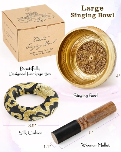 Hihealer Tibetan Singing Bowls (Black), Meditation Sound Bowls Handcrafted in Nepal for Yoga, Chakra Healing, Mindfulness Self Care Spiritual Gifts for Women and Men