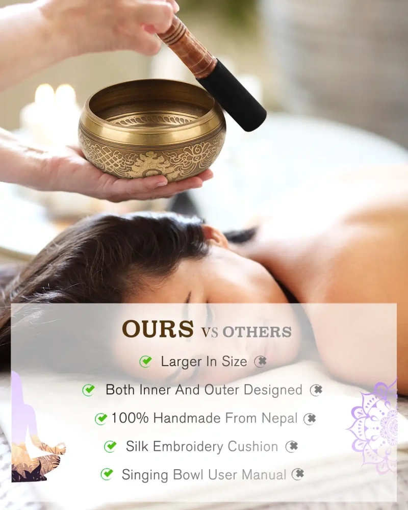 Hihealer Tibetan Singing Bowls (Black), Meditation Sound Bowls Handcrafted in Nepal for Yoga, Chakra Healing, Mindfulness Self Care Spiritual Gifts for Women and Men