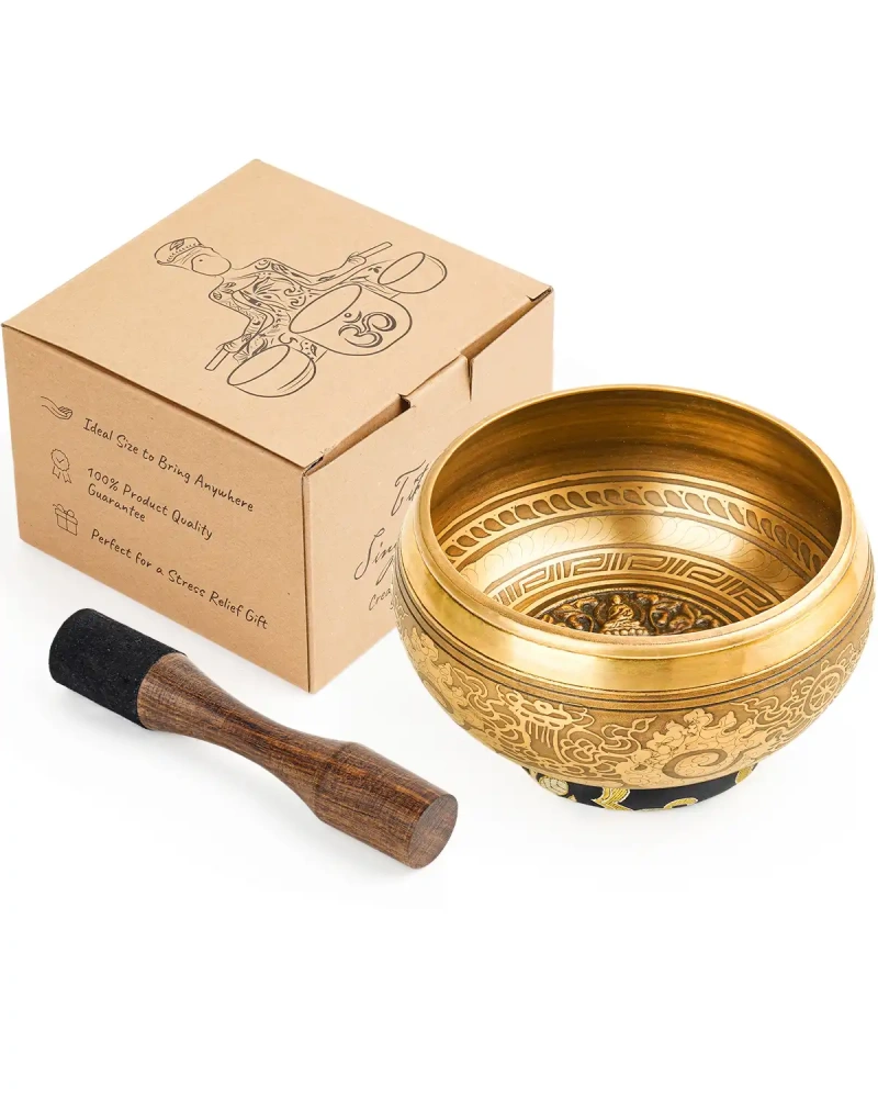 Hihealer Tibetan Singing Bowls (Black Buddha), Meditation Sound Bowls Handcrafted in Nepal for Yoga, Chakra Healing, Mindfulness Self Care Spiritual Gifts for Women and Men