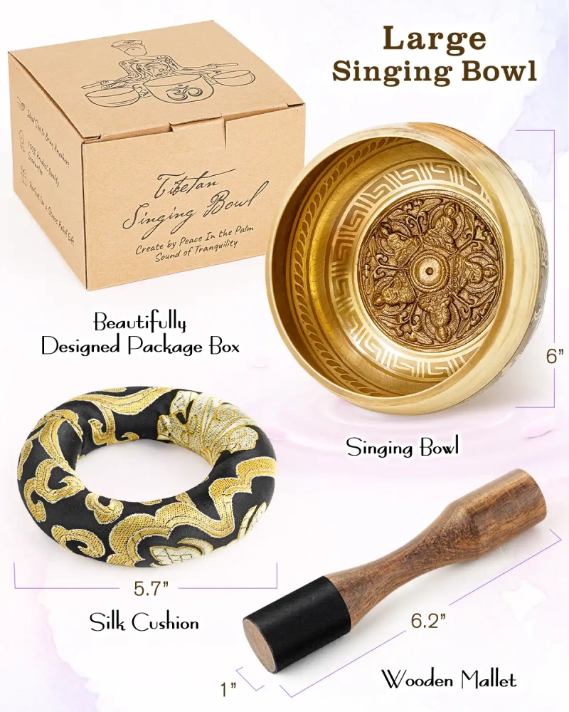 Hihealer Tibetan Singing Bowls (Black Buddha), Meditation Sound Bowls Handcrafted in Nepal for Yoga, Chakra Healing, Mindfulness Self Care Spiritual Gifts for Women and Men