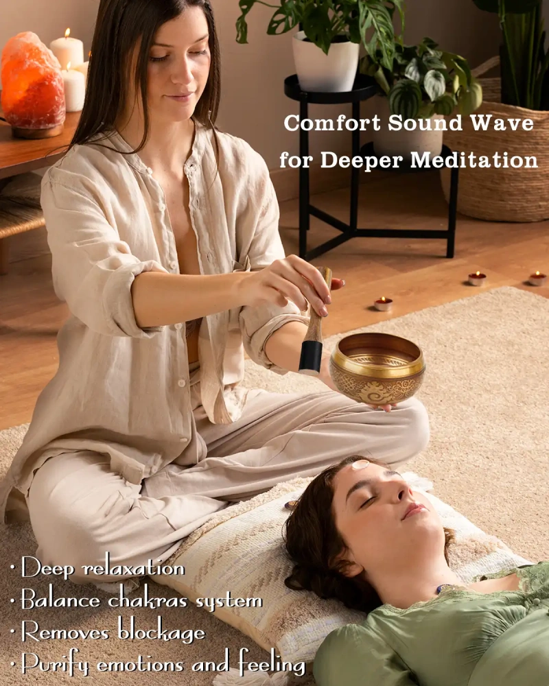 Hihealer Tibetan Singing Bowls (Black Buddha), Meditation Sound Bowls Handcrafted in Nepal for Yoga, Chakra Healing, Mindfulness Self Care Spiritual Gifts for Women and Men