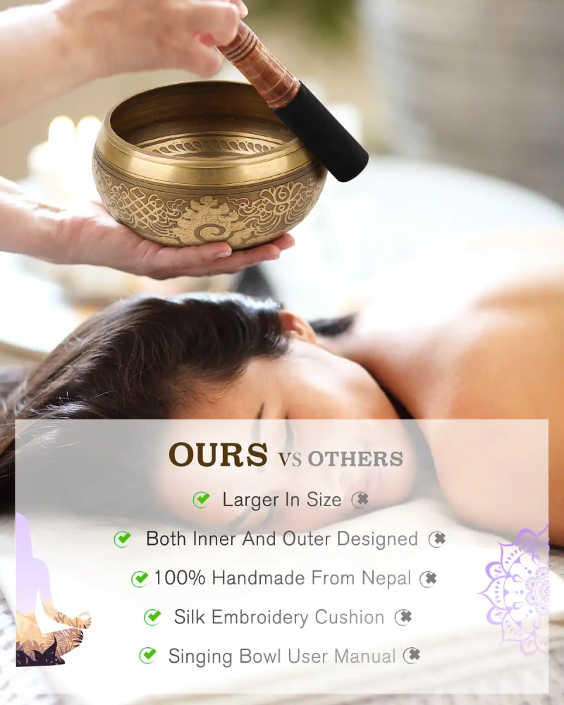 Hihealer Tibetan Singing Bowls (Black Buddha), Meditation Sound Bowls Handcrafted in Nepal for Yoga, Chakra Healing, Mindfulness Self Care Spiritual Gifts for Women and Men