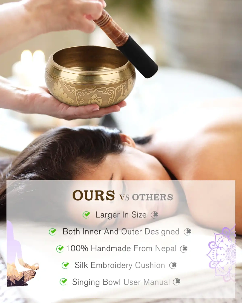 Hihealer Tibetan Singing Bowls (Blue), Meditation Sound Bowls Handcrafted in Nepal for Yoga, Chakra Healing, Mindfulness Self Care Spiritual Gifts for Women and Men