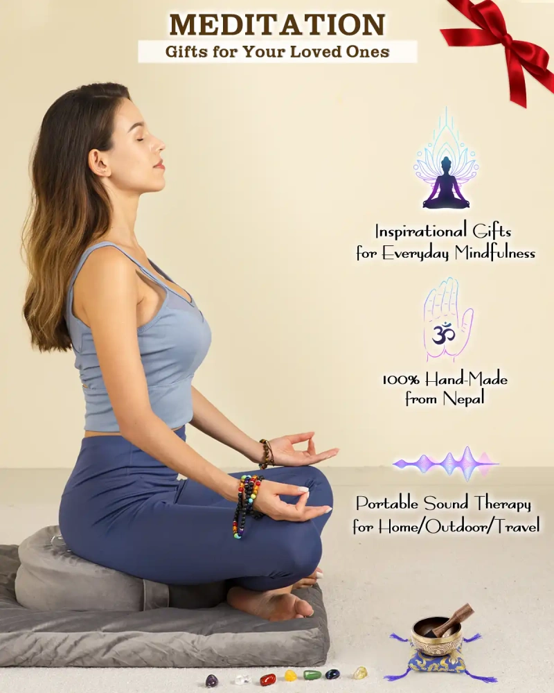 Hihealer Tibetan Singing Bowls (Tree-of-life), Meditation Sound Bowls Handcrafted in Nepal for Yoga, Chakra Healing, Mindfulness Self Care Spiritual Gifts for Women and Men