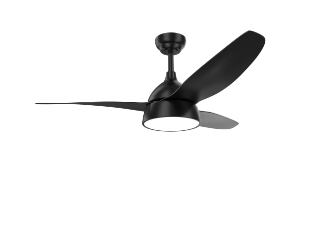 52 inch Black Modern Ceiling Fan with Light for Bedroom Dining Room