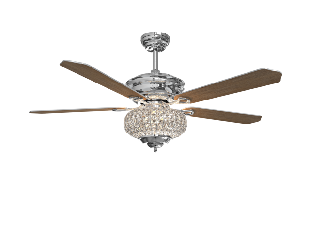52 inch Indoor 5 Blades Ceiling Fan with Light Glass Lamp Shade