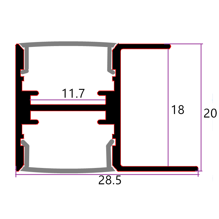 Desk Double Head Lighting Power Coated Extrusion Surface Mounted LED Aluminum Profile For LED Strip Light