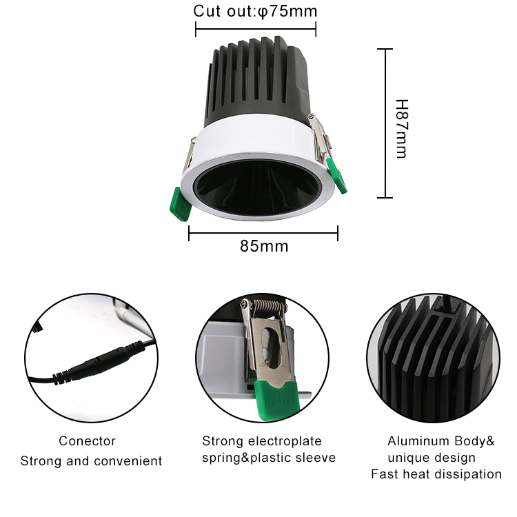 New Arrival Commerical Ceiling Spot Lighting Aluminum Housing Recessed LED Down Light