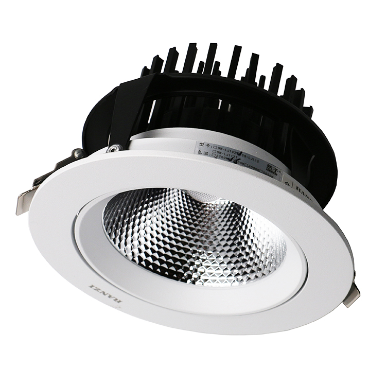 CE Certificated Aluminum 36 Degree Beam Angle 4000K Flicker Free COB LED Ceiling Downlight