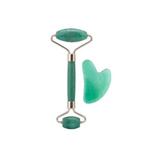 Massager For Face Jade Roller Set Green Facial Natural Gouache Scraper Body Back Beauty Skin Care Slimming Massagers Roller
