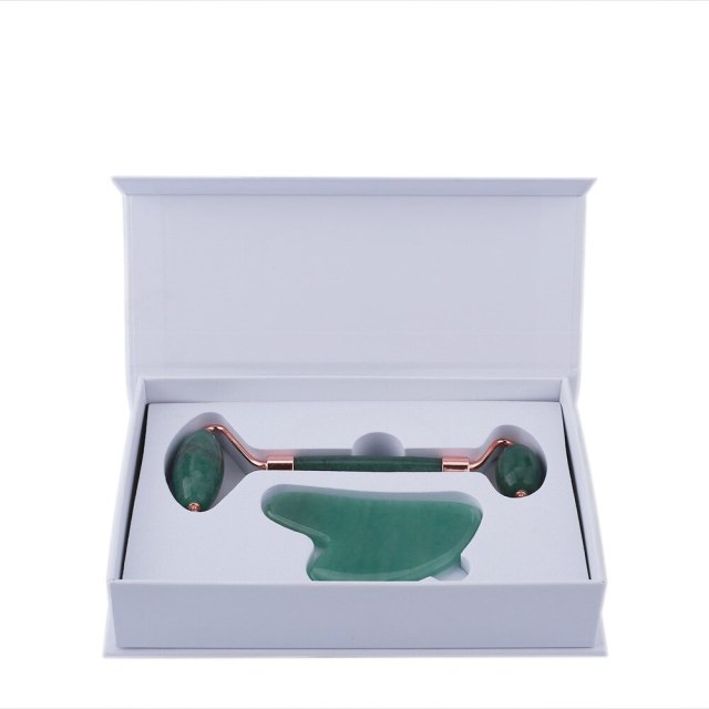 Massager For Face Jade Roller Set Green Facial Natural Gouache Scraper Body Back Beauty Skin Care Slimming Massagers Roller