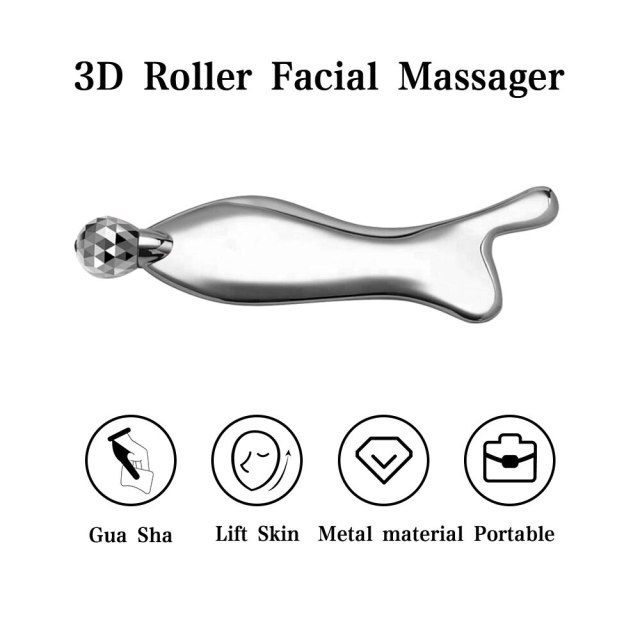 Custom 3D Face Lift Roller Massager Gua Sha Massage Tool for Scraping Facial and Body Skin