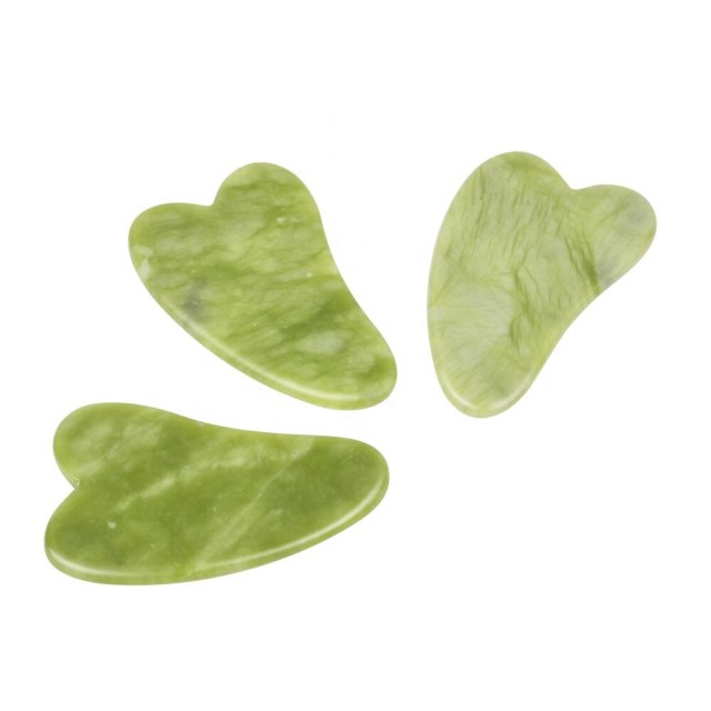 Jade Facial Massage Head Meridian Massage Serpentine Jade Heart-shaped Gua Sha Board