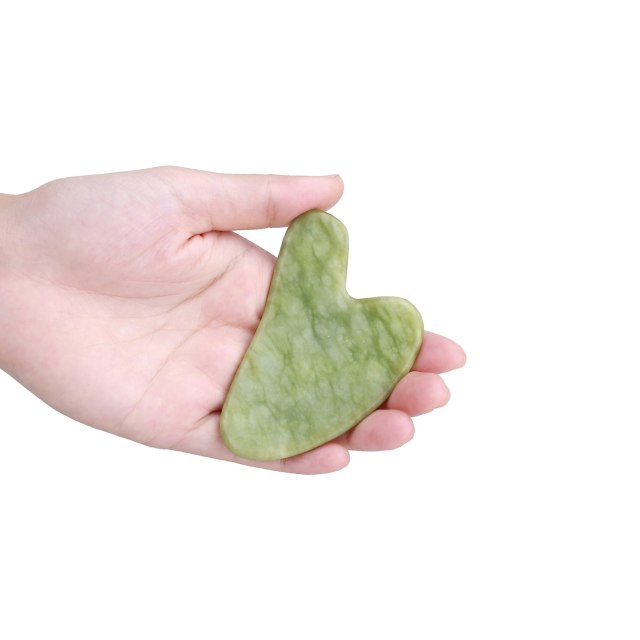 Jade Facial Massage Head Meridian Massage Serpentine Jade Heart-shaped Gua Sha Board