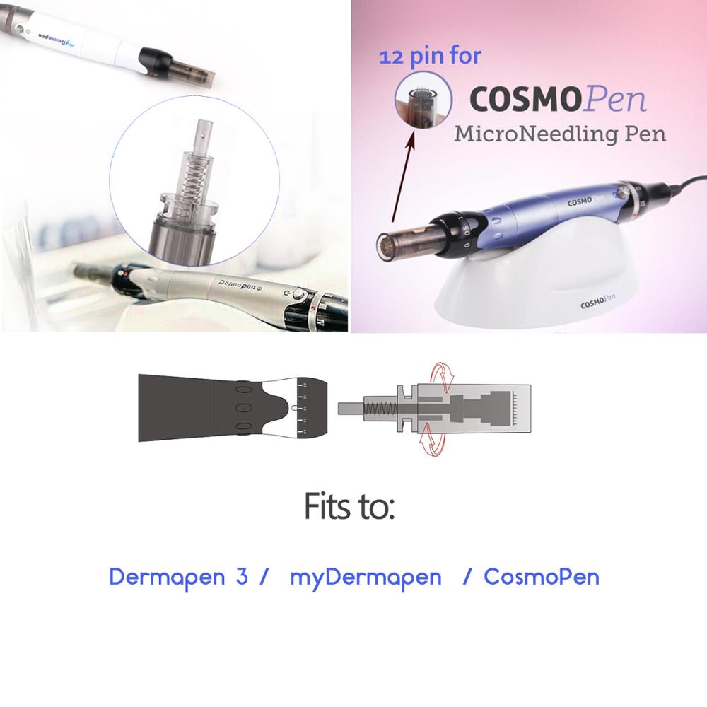 Replacement 12 Needle Cartridge Fits Brand - Dermapen 3 / Mydermapen / CosmoPen