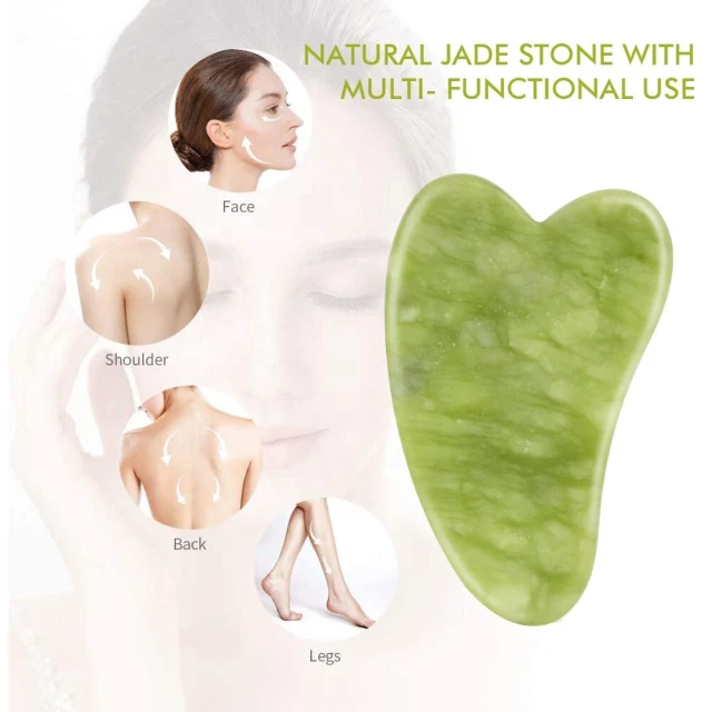 Jade Facial Massage Head Meridian Massage Serpentine Jade Heart-shaped Gua Sha Board