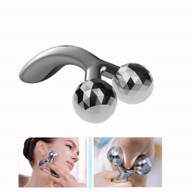 3D Roller Massager 360 Rotate Silver Thin Face Full Body Shape Massager Lifting Wrinkle Remover Facial Massage Relaxation Tool