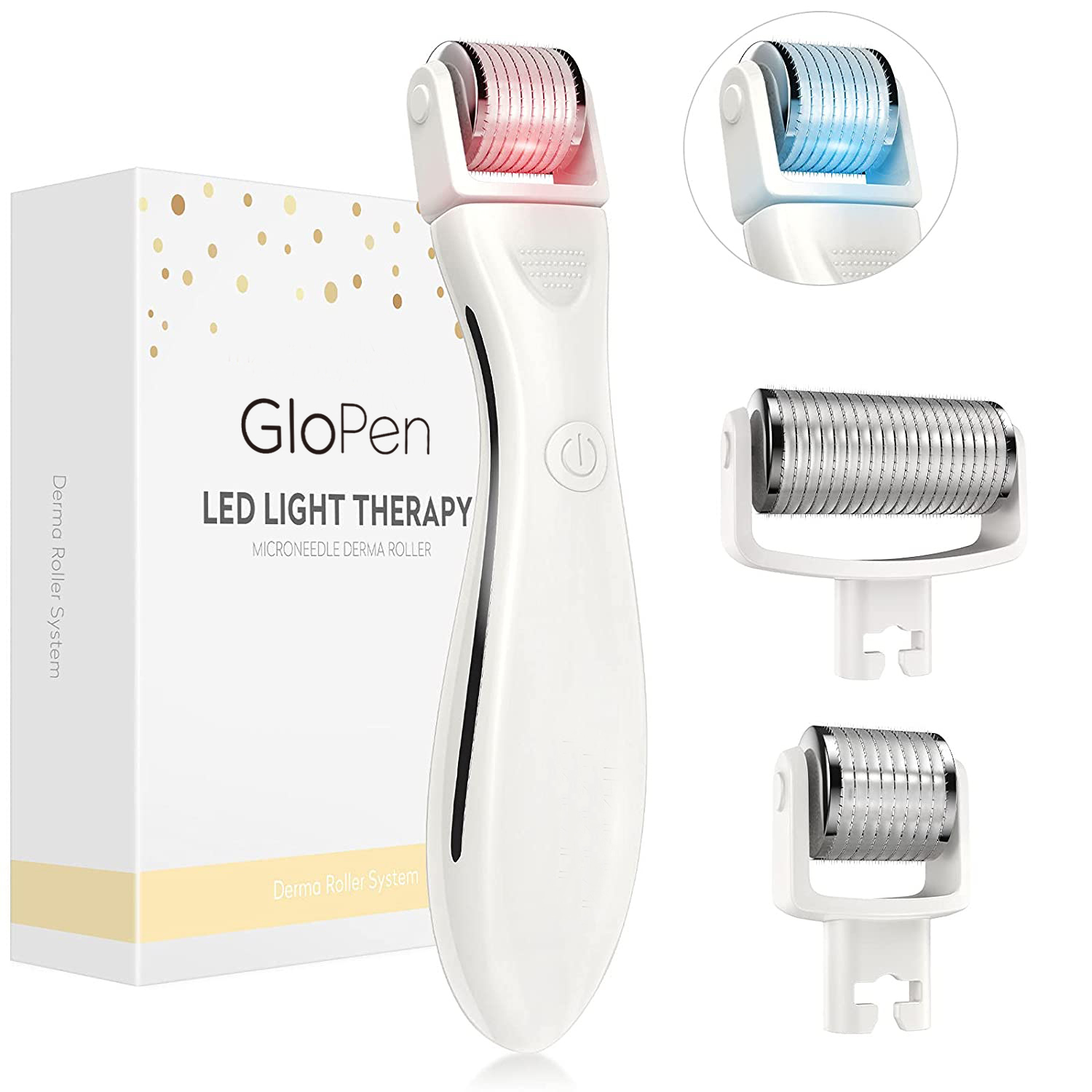 3 in 1 GloPro LED Derma Roller Microneedle Roller for Hair Growth Face