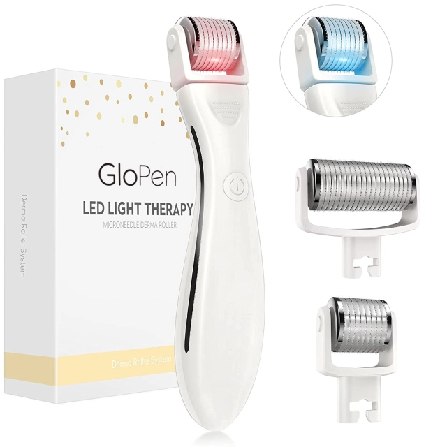 OEM 3 in 1 GloPro LED Derma Roller Microneedle Roller for Hair Growth Face Body Kit