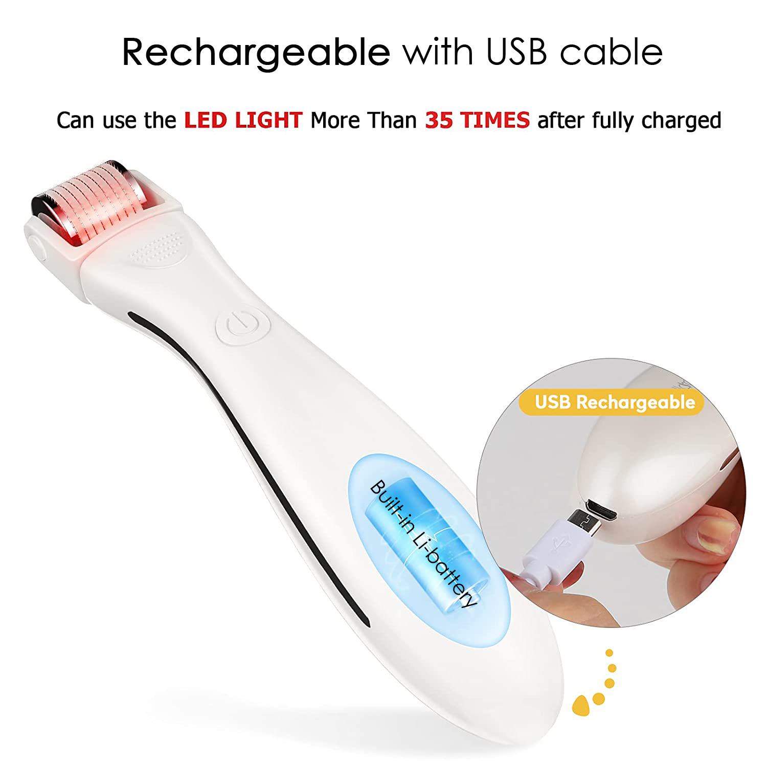 OEM 3 in 1 GloPro LED Derma Roller Microneedle Roller for Hair Growth Face Body Kit