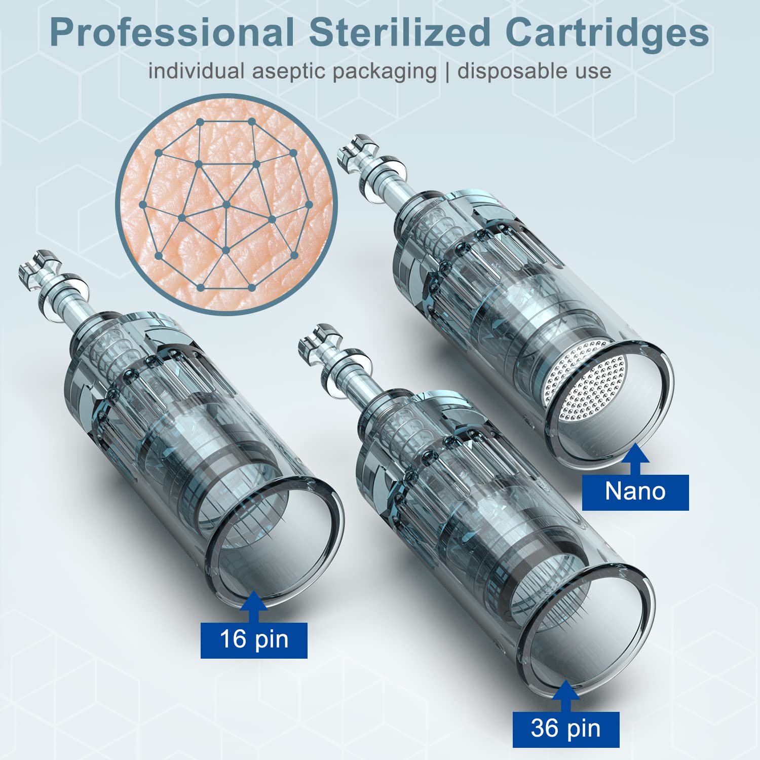 LED Display 6 Speed Levels Microneedling Dermapen with New 16pin Fine Needle 0.18mm Gauge Smaller Diameter