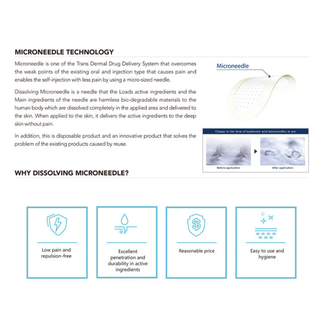 Korea Dissolving MicroNeedle Derma Roller with 2000 Solid Hyaluronic Needles OEM Custom