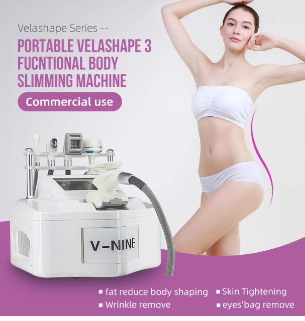 Desktop Radio Frequency Cavitation Slimming RF Machine Vacuum Roller Vela Body Slim Shape LED Therapy System V9