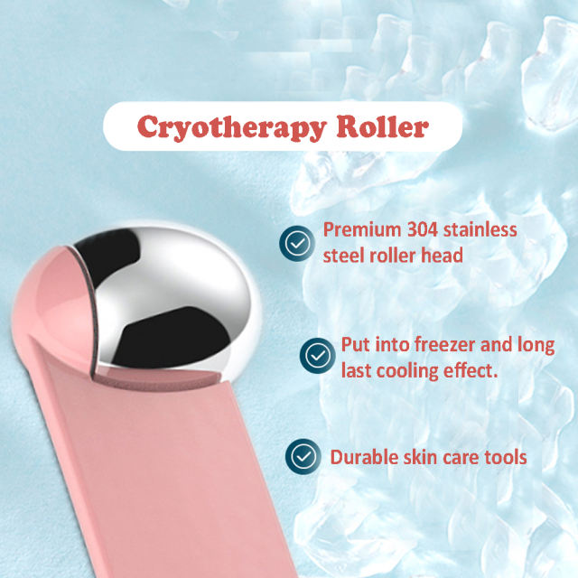 China Factory Custom Solid Stainless Steel ICE Cooling Roller Face Globes Massager Firm Skin