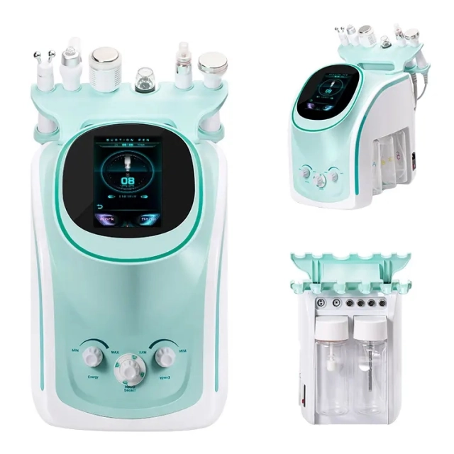 Deep Remove Blackhead Peeling H2-O2 Aqua Peel Jet Oxygen Facial Dermabrasion HD Camera RF Salon SPA Used Ion Spray Small Bubble Machine