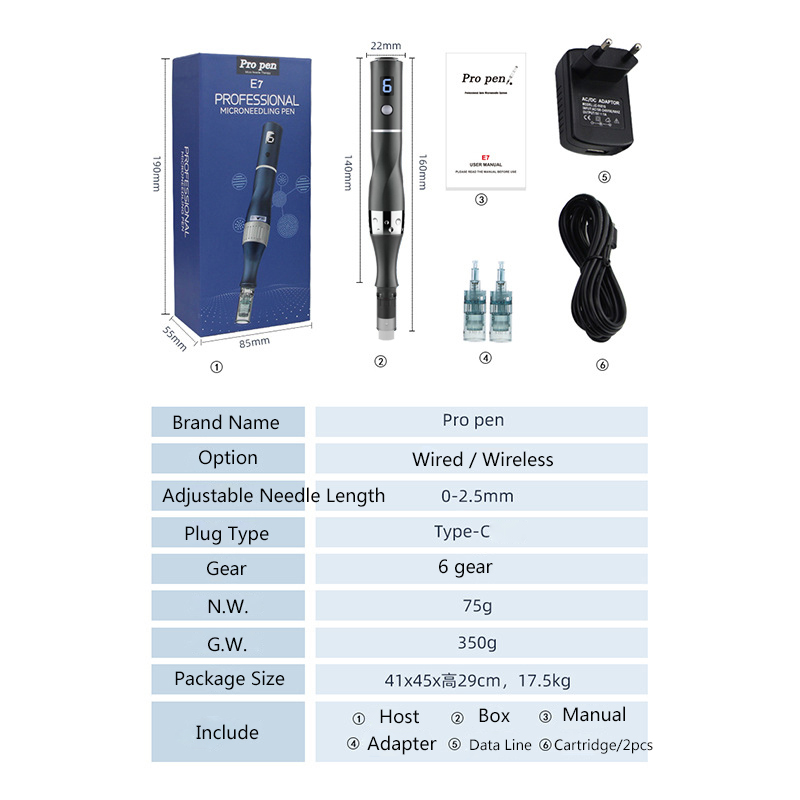 GloPen Microneedling Skin Derma Pen - E7