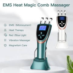 LED EMS Heating 3 Head Lymphatic Drainage Microcurrent Vibration Meridians Scrapping Guasha Magnetic Fork Therapy Cupping Beauty Massage Treatment Comb
