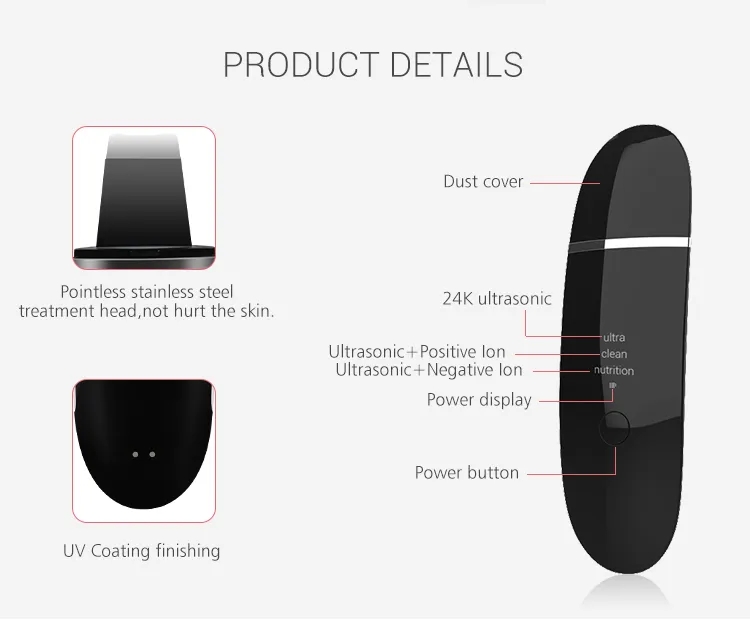 Wireless Charging Facial Blackhead Remover Pore Clean Ultrasound Exfoliating Peeling Exfoliator Ultrasonic Waterproof Skin Scrubber