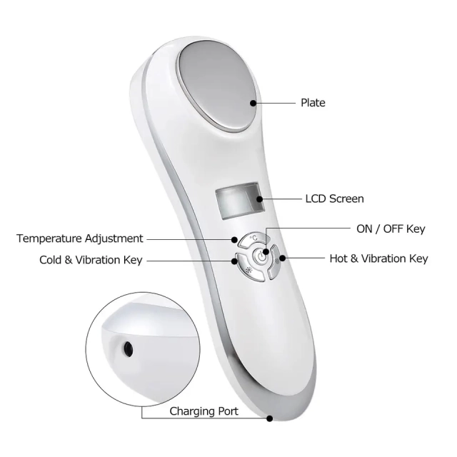 Anti Aging Vibration Warm Cool Face Massage Skin Tightening Device Electric Skin Care Tool Hot Cold Sonic Vibrating Massager