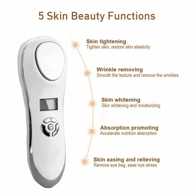 Anti Aging Vibration Warm Cool Face Massage Skin Tightening Device Electric Skin Care Tool Hot Cold Sonic Vibrating Massager