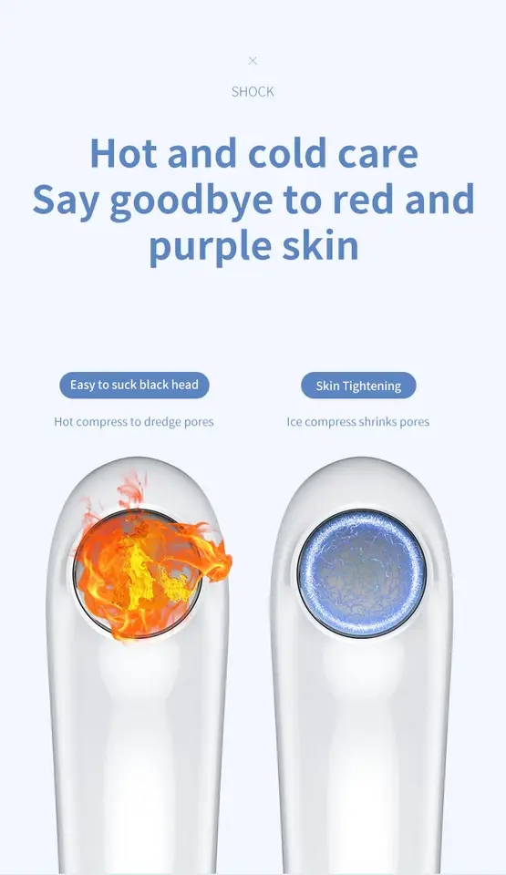 Warm Cooling Pore Cleaning Tool Facial Blackhead Cleansing Instrument Exfoliating Peeling Hot Cold Vacuum Blackhead Remover