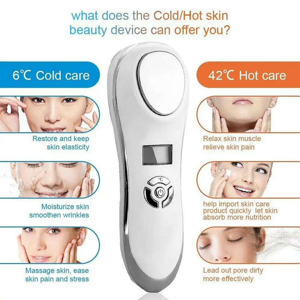 Anti Aging Vibration Warm Cool Face Massage Skin Tightening Device Electric Skin Care Tool Hot Cold Sonic Vibrating Massager