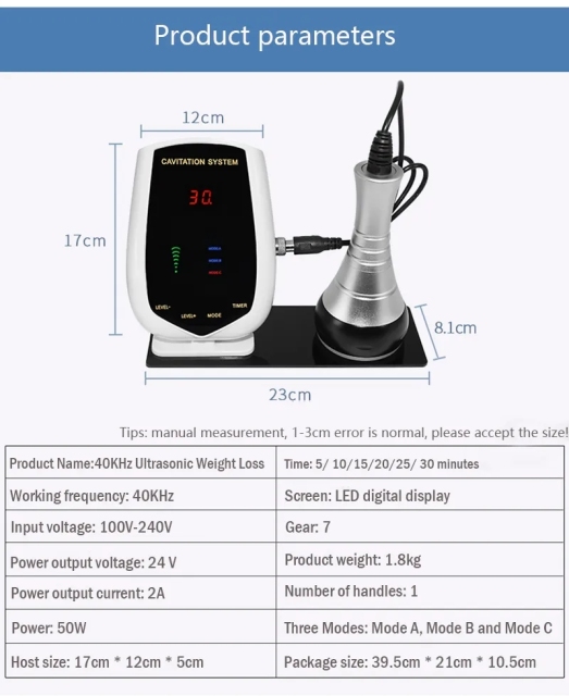 Portable Mini Fat Reduction Body Slimming Machine Fat Burning Ultrasound Cavitator 40K Cavitation Weight Loss Device