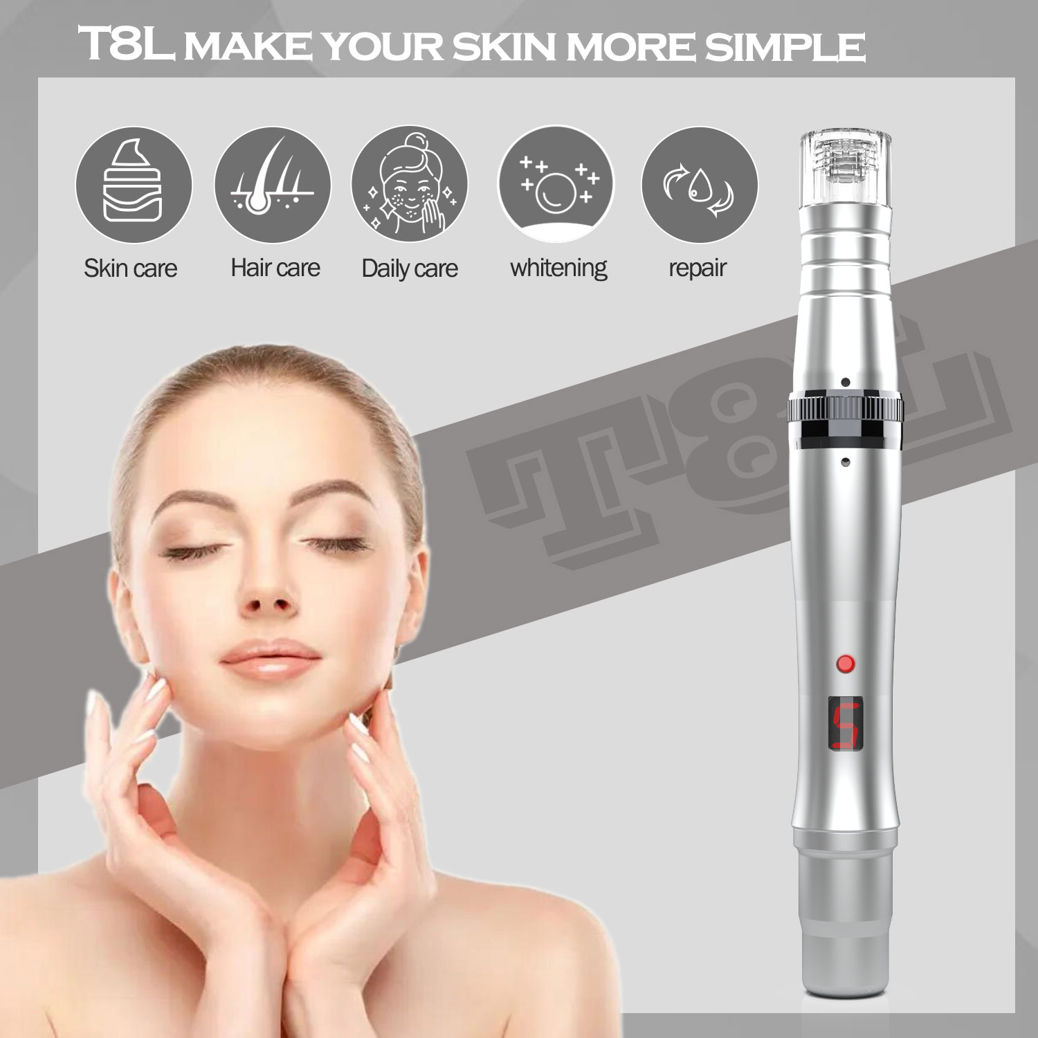 T8L AQUA  PEN Smart Derma Pen Serum Infusion Hydrating System Adjustable Needle Length 0~1.0mm