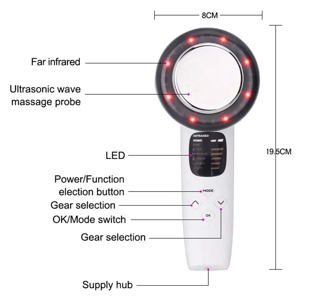 Ultrasonic Vibration Massage Far Infrared Micro Current Relax Muscle Shaping Tighten Skin Body LED Slimming Fat Burning Machine