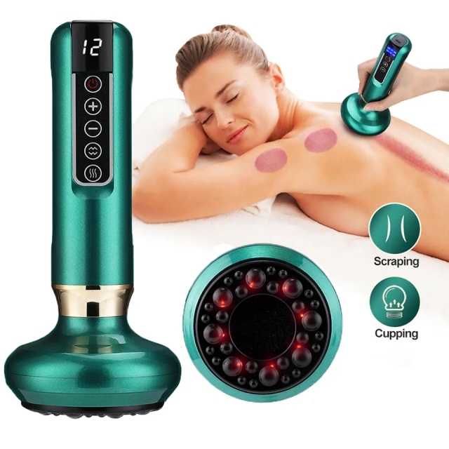 Intelligent LED Guasha Tool Cupping Handle Machine Scraping Therapy Massage 12 Gear Electric Cupping Massage Machine