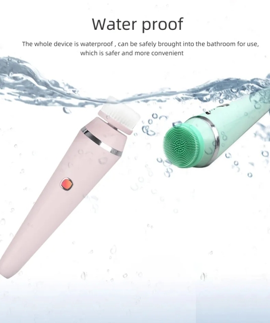4in1 Waterproof USB Rechargeable Massage Exfoliating Pore Face SPA Cleaning Machine Sonic Beauty Electric Face Cleaning Brush
