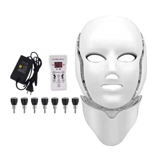 7 Colorful Photon Therapy Anti Aging Wrinkle Facial Neck Beauty Care Mask Machine LED Face Neck Mask Machine