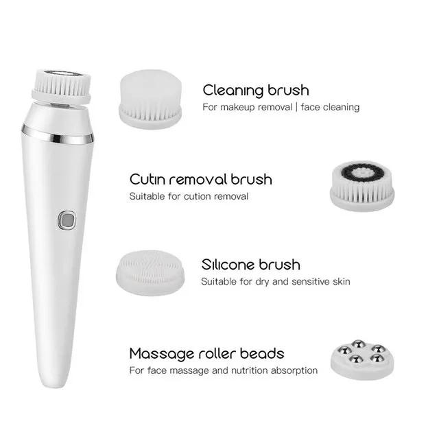 4in1 Waterproof USB Rechargeable Massage Exfoliating Pore Face SPA Cleaning Machine Sonic Beauty Electric Face Cleaning Brush