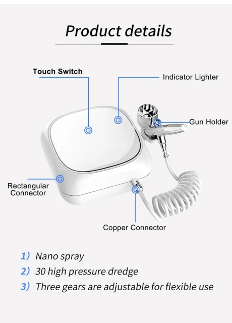 Multipurpose Mini Portable Sprayer Airbrush Paint Compressor Makeup Tattoo Serum Spray Pen Gun Decorating Oxygen Injector